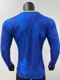 2025-26Mens Brazil blue away  Player Long sleeve soccer jersey