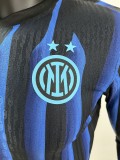2025-26 Mens Inter Milan  Player Version blue  home Long sleeve  Jersey