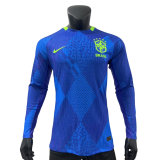 2025-26Mens Brazil blue away  Player Long sleeve soccer jersey