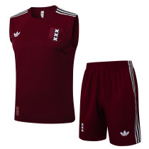 2025-26 Mens Ajax Deep jujube red  vest Training Short Suit