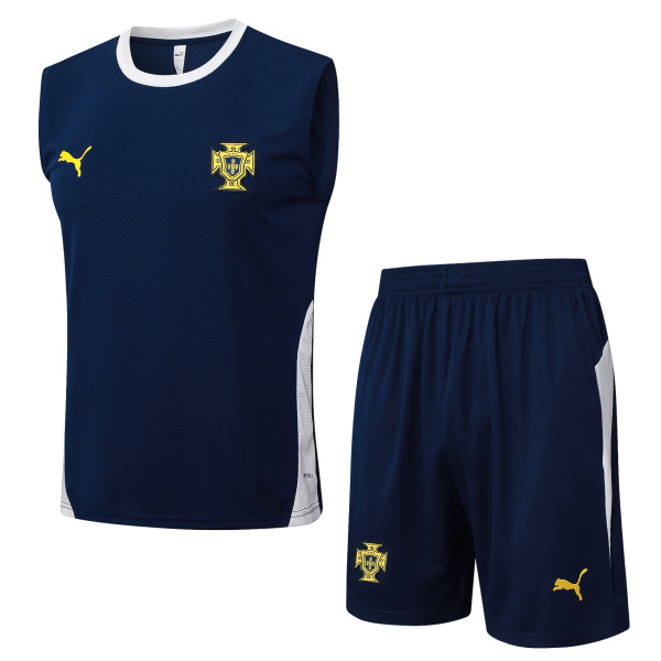 2025-26 Mens Portugal royal blue Vest Short traning suit