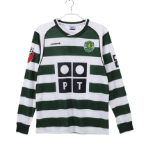 2001-2002 Sporting Lisbon Home Long Sleeve Retro Soccer Jersey