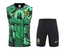 2025-26 Mens Brazil green vest  Short Training Suit