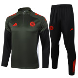 2025-26 Mens Bayern Munich Dark green Half-pull Training Suit  B2535