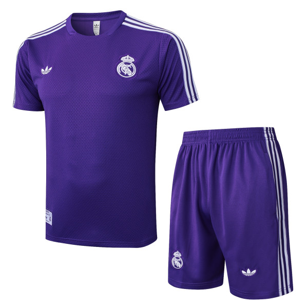 2025-26 Mens Real Madrid Purple Retro Edition Training Short Suit