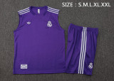 2025-26 Mens Real Madrid Purple Retro Edition Vest Short traning suit