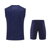 25-26 Mens Barcelona Royal blue Vest Short traning suit