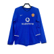 Mens  Manchester United Third away long sleeve soccer Jersey blue 2002-03