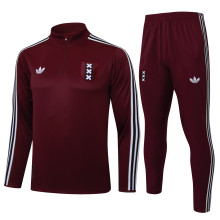 Mens Ajax Deep jujube red Retro version half-pull Training suit 2025-26   B2540#