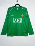 2007-08 Mens Manchester United green Retro goalkeeper  Long Sleeve  Soccer Jersey