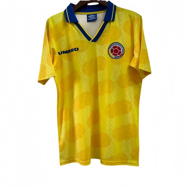 Mens Colombia home Edition yellow soccer jersey 1994