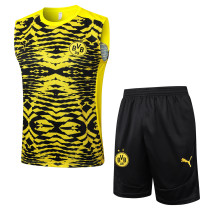 Mens Borussia Dortmund yellow black Vest short training suit   2425    D1273#