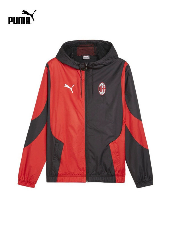 Mens  AC red black hooded Windbreaker 2526