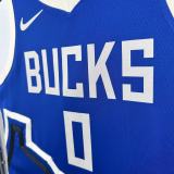 24-25 BUCKS LILLARD #0 Blue City Edition Top Quality Hot Pressing NBA Jersey