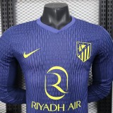 Mens Atletico Madrid  away blue  Player  Long sleeve  jersey   2025-26