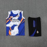 2025-26 Mens  Real Madrid white blue vest  Training Short Suit