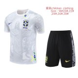 2025-26 KIDS  Brazil white Jesus soccer jersey