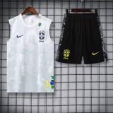 2025-26 KIDS  Brazil white Jesus vest  soccer jersey
