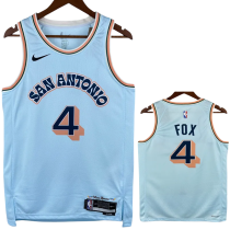 2526 SA Spurs FOX #4 Light blue City Edition Top Quality Hot Pressing NBA Jersey