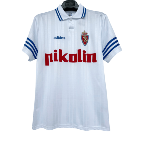 Mens Zaragoza home white Retro soccer jersey 1995-96