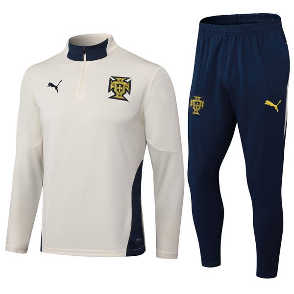 2025-26 Mens Portugal  Half Pull  beige Training Suit