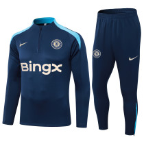 2025-26 Mens Chelsea Half-pull royal blue Training suit