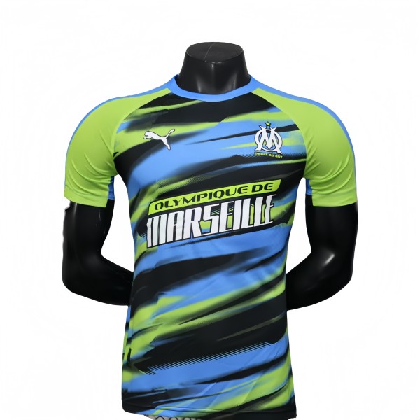 2025-26 Mens Marseille Player version Green Blue soccer jersey