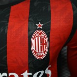 2526 Mens AC Milan  Player version red  home Long sleeve Jersey