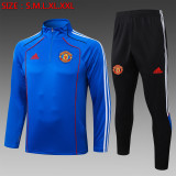 2025/26 Mens Manchester United  Colorful Blue Half-pull Training suit
