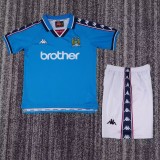 1997-98  Kids  Manchester City Retro  blue  home soccer  jersey