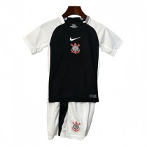 2025-26 Kids Corinthians home Black and white Soccer Jersey