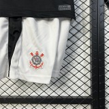 2025-26 Kids Corinthians home Black and white Soccer Jersey