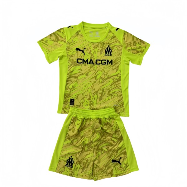 2025-26 Kids Marseille Goalkeeper yellow  soccer jersey