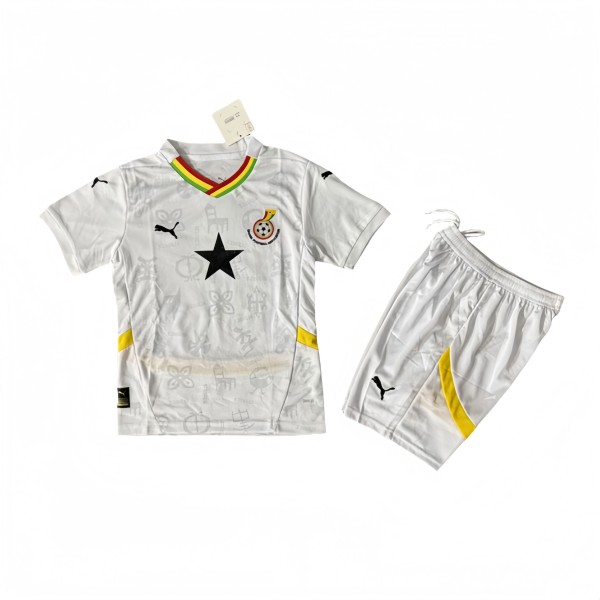2025-26 Kids Ghana  home white  soccer Jersey