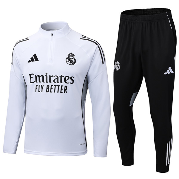 2025-26 Mens Real  Madrid white Half-pull Training Suit