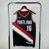 22-23 Trail Blazers YANG #16 Black Top Quality Hot Pressing NBA Jersey