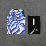 2025-26 Mens Real Madrid blue and white  vest Training Short Suit