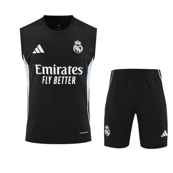 2025-26 Mens Real Madrid black vest Training Short Suit
