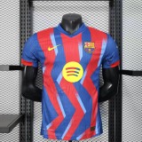 2025-26 Mens Barcelona Fourth away red blue Player version soccer Jersey