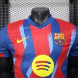 2025-26 Mens Barcelona Fourth away red blue Player version soccer Jersey