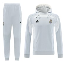 2025-26 Mens  Real Madrid light gray  hoodie Tracksuit