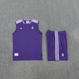 2025-26 Mens Real Madrid Purple vest Training Short Suit