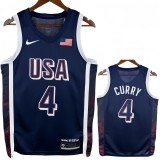 2024 Olympic Game USA CURRY # 4 Dark Blue Basketball Jersey