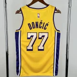 Lakers DONCIC #77 Yellow Top Quality Hot Pressing NBA Jersey