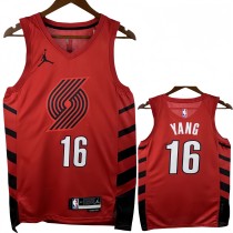 22-23 TRAIL BLAZERS YANG #16 Red Top Quality Hot Pressing NBA Jersey (Trapeze Edition)