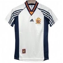 1998 Spain Away Retro wihte Soccer Jersey
