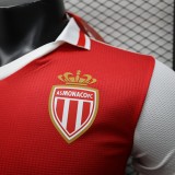 2024-25 Mens  AS Monaco  Player home Red and white  soccer Jersey