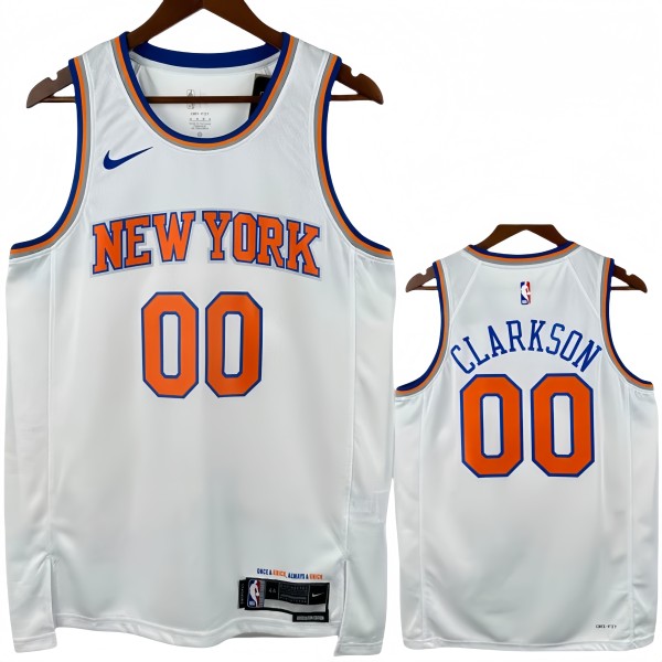 22-23 KNICKS CLARKSON #00 White Top Quality Hot Pressing NBA Jersey