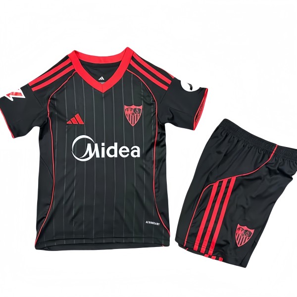2025-26 Kids Sevilla Third away  black soccer Jersey