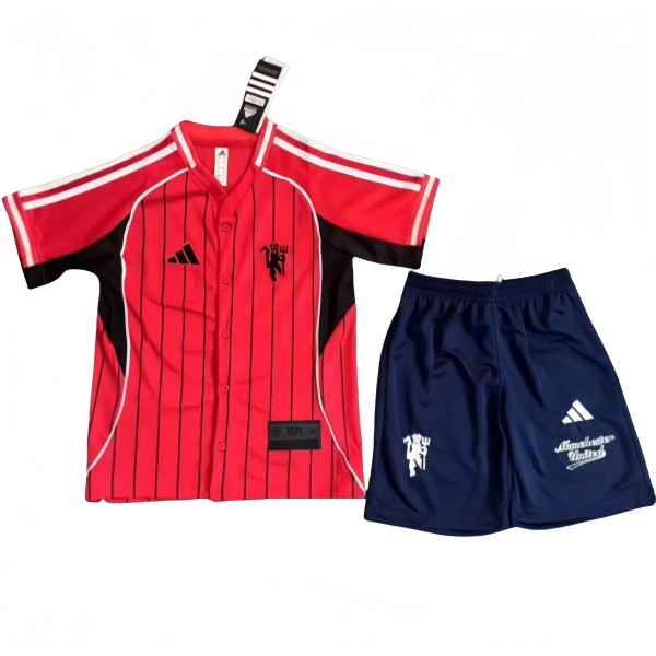 2025-26 KIDS  Manchester United red baseball uniform Jersey